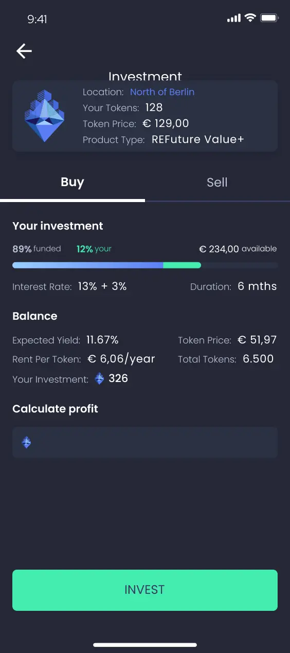 REFuture screen mobile investment